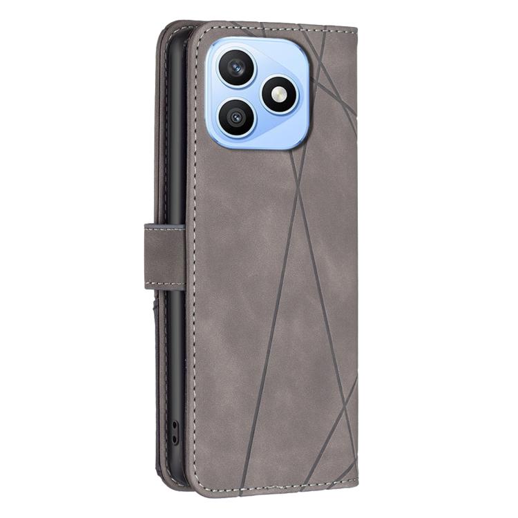 For Honor X8d 4G Magnetic Buckle Rhombus Texture Leather Phone Case