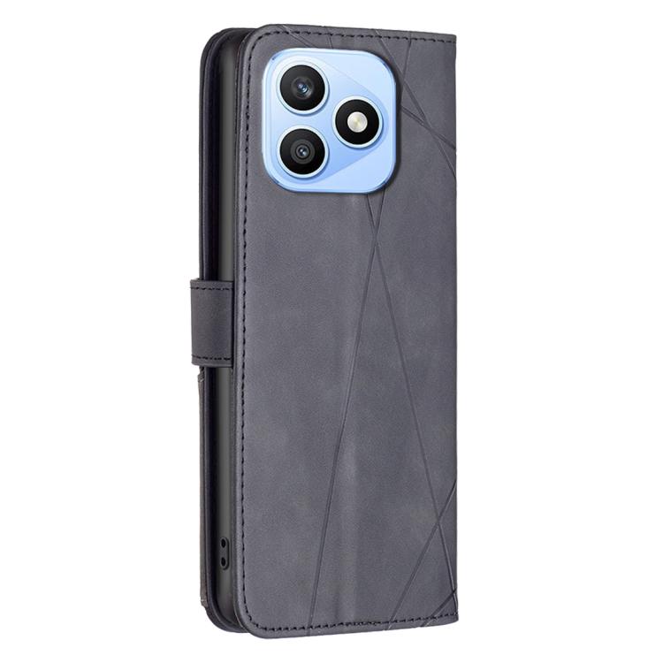 For Honor X8d 4G Magnetic Buckle Rhombus Texture Leather Phone Case