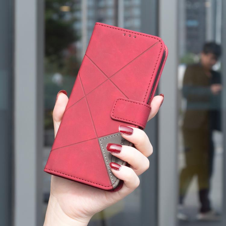 For Honor 600 Lite Global Magnetic Buckle Rhombus Texture Leather Phone Case