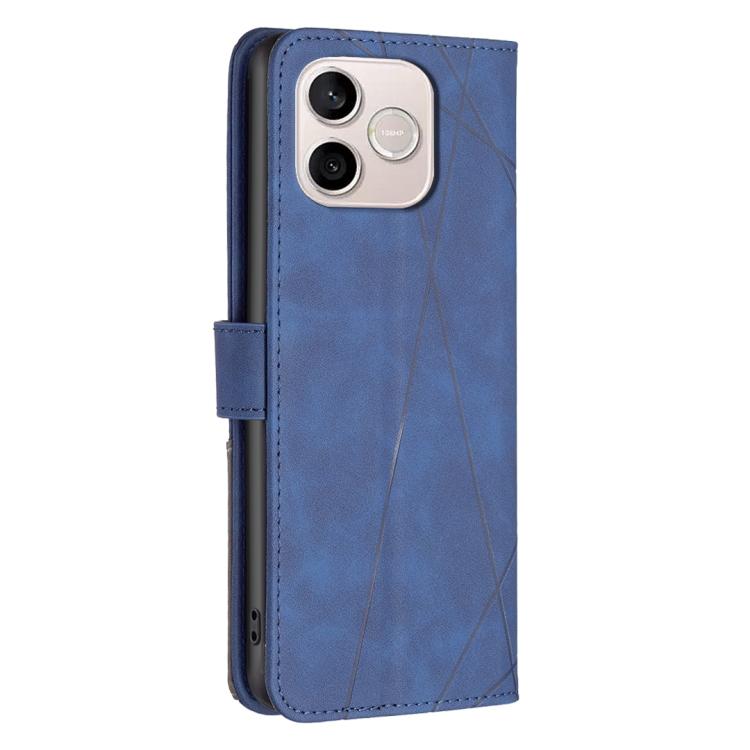 For Honor 600 Lite Global Magnetic Buckle Rhombus Texture Leather Phone Case