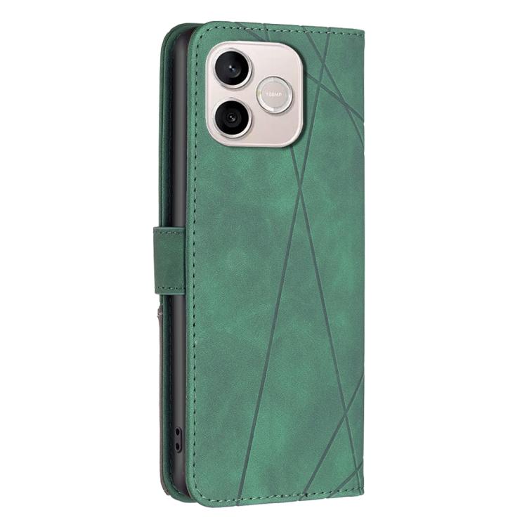 For Honor 600 Lite Global Magnetic Buckle Rhombus Texture Leather Phone Case