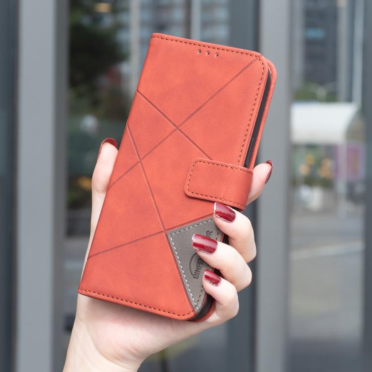 For Honor 600 Lite Global Magnetic Buckle Rhombus Texture Leather Phone Case