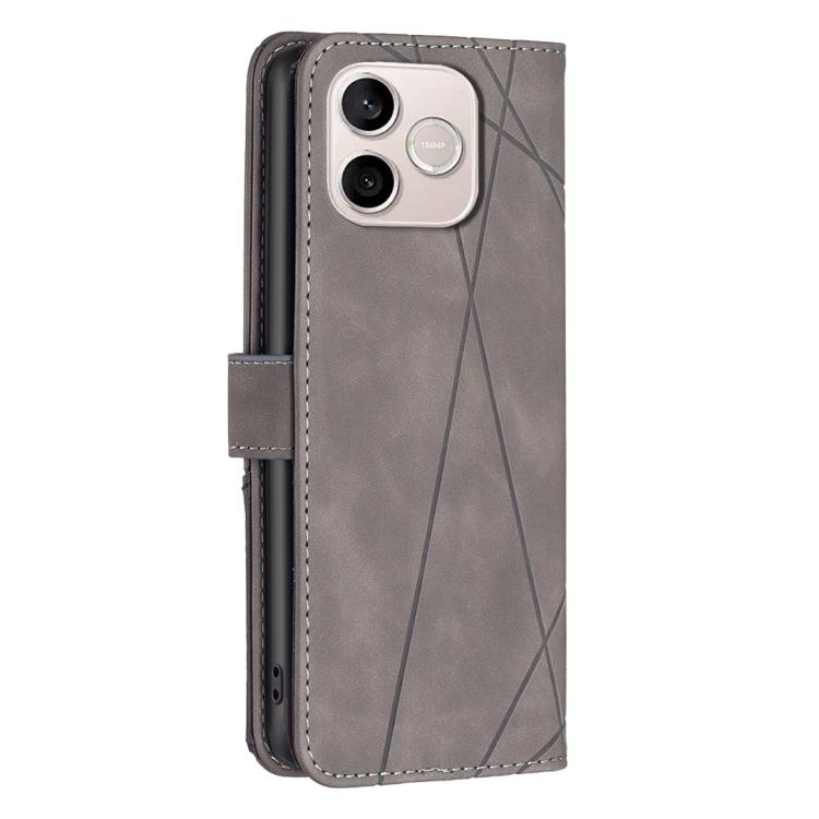 For Honor 600 Lite Global Magnetic Buckle Rhombus Texture Leather Phone Case