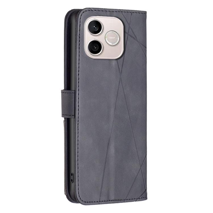 For Honor 600 Lite Global Magnetic Buckle Rhombus Texture Leather Phone Case