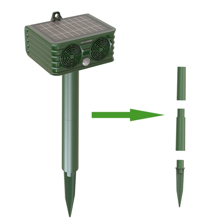809 Outdoor Solar Ultrasonic Infrared Detection Animal Repeller(Army Green)