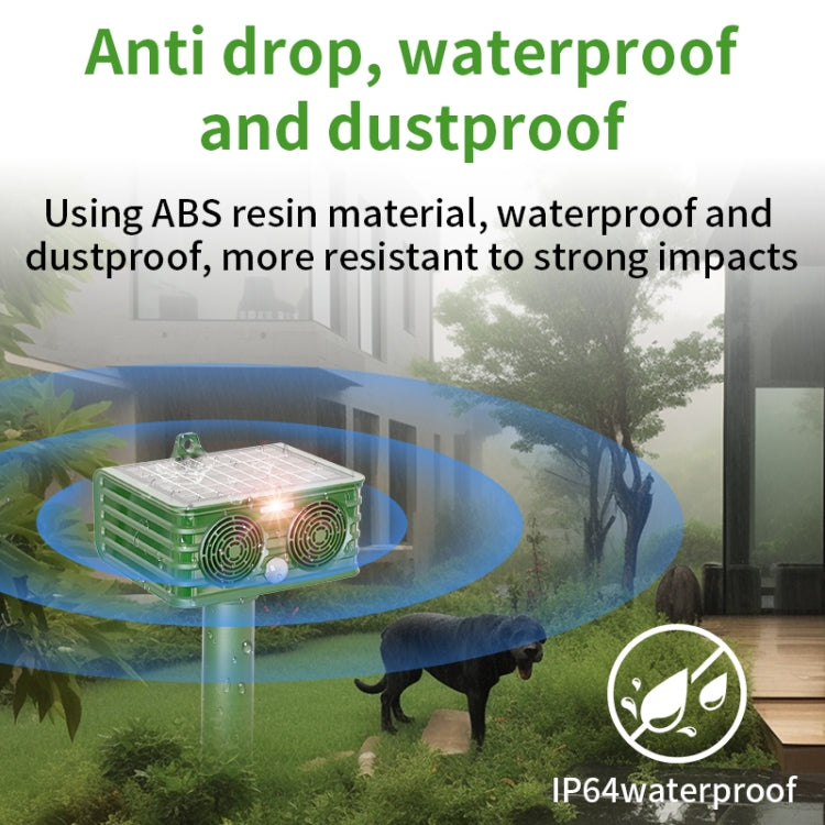 809 Outdoor Solar Ultrasonic Infrared Detection Animal Repeller(Army Green)