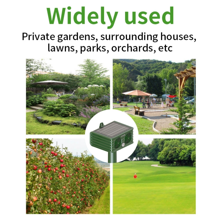 809 Outdoor Solar Ultrasonic Infrared Detection Animal Repeller(Army Green)