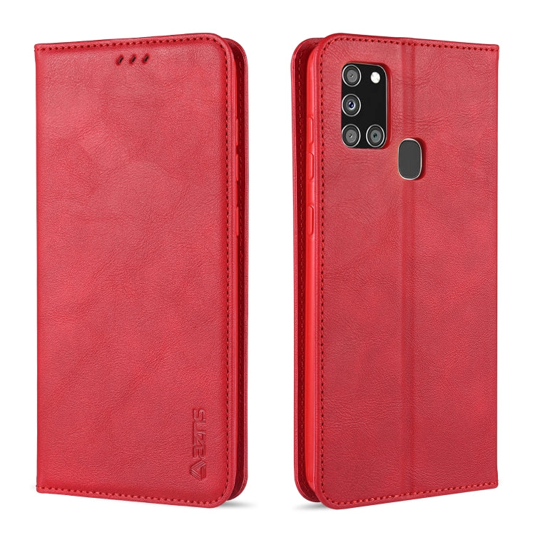 For Samsung Galaxy A21s AZNS Retro Texture Magnetic Horizontal Flip PU Leather Case with Holder & Card Slots & Photo Frame