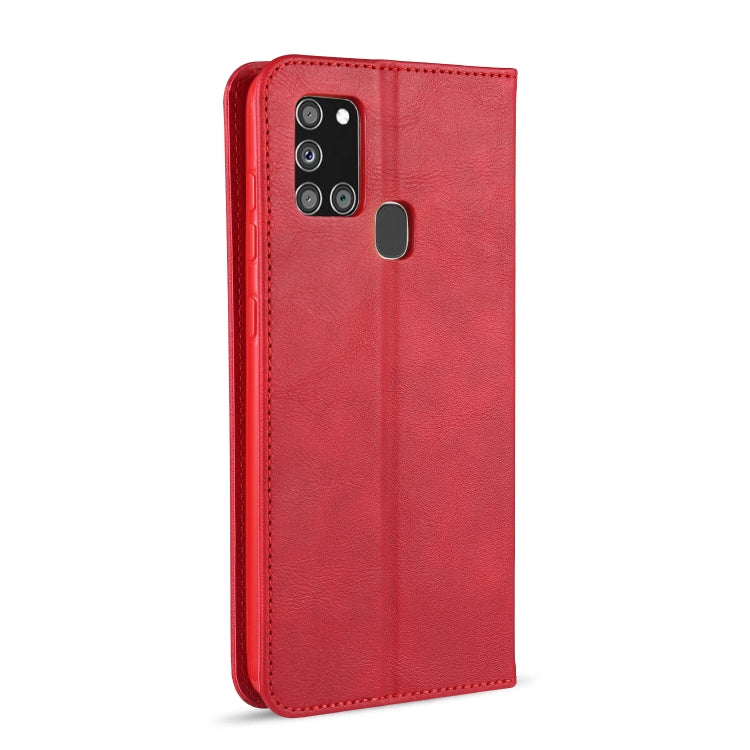 For Samsung Galaxy A21s AZNS Retro Texture Magnetic Horizontal Flip PU Leather Case with Holder & Card Slots & Photo Frame