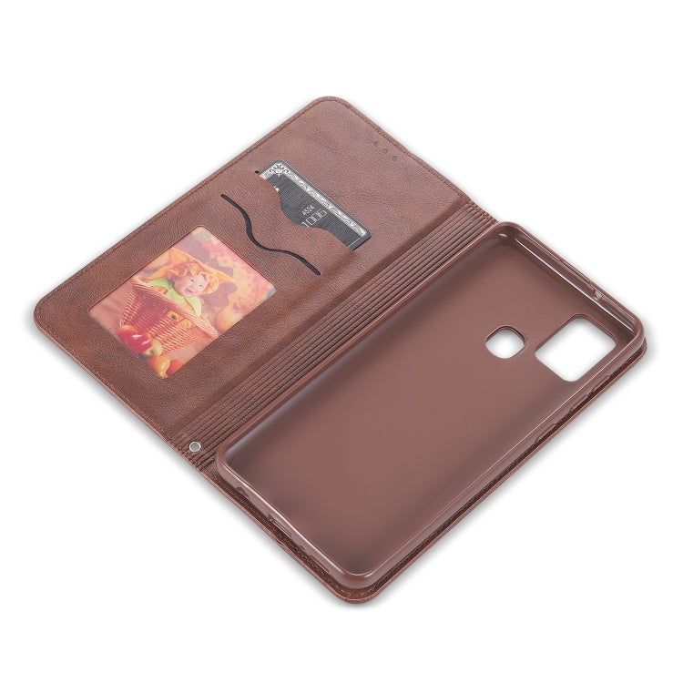 For Samsung Galaxy A21s AZNS Retro Texture Magnetic Horizontal Flip PU Leather Case with Holder & Card Slots & Photo Frame