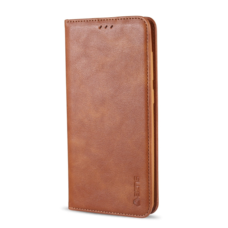 For Samsung Galaxy A21s AZNS Retro Texture Magnetic Horizontal Flip PU Leather Case with Holder & Card Slots & Photo Frame