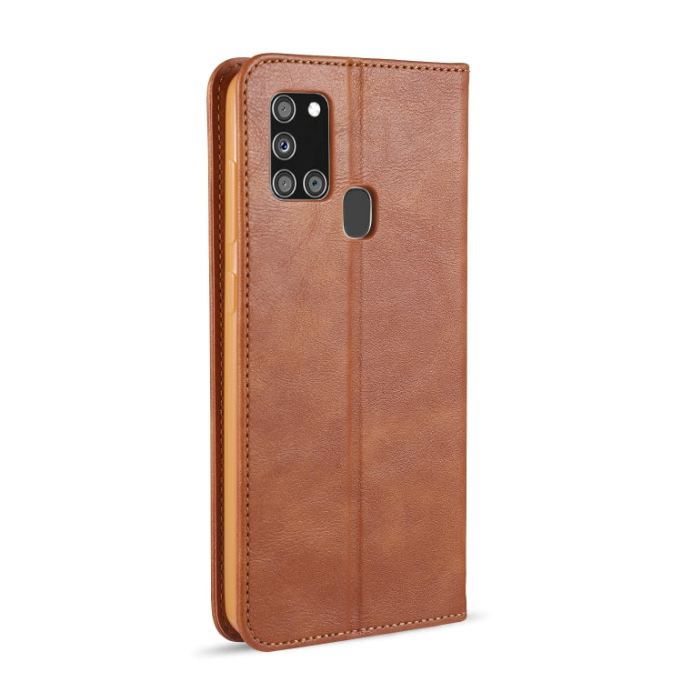 For Samsung Galaxy A21s AZNS Retro Texture Magnetic Horizontal Flip PU Leather Case with Holder & Card Slots & Photo Frame
