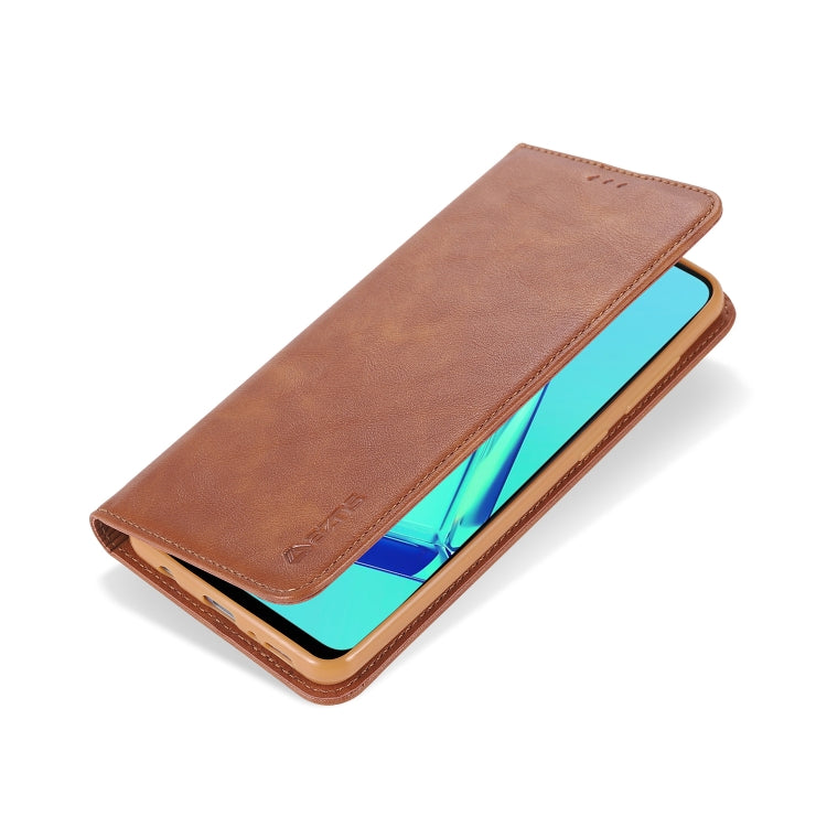For Samsung Galaxy A21s AZNS Retro Texture Magnetic Horizontal Flip PU Leather Case with Holder & Card Slots & Photo Frame