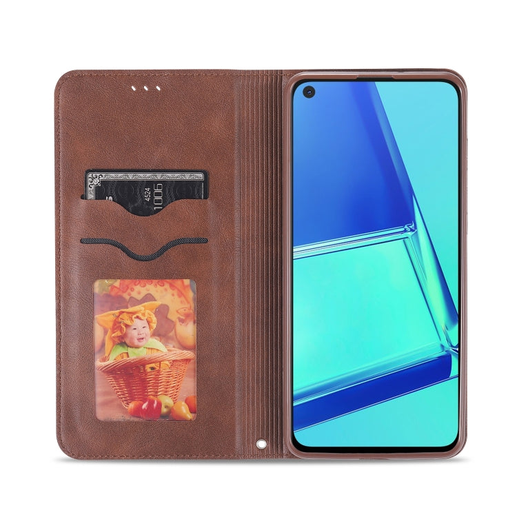 For Samsung Galaxy A21s AZNS Retro Texture Magnetic Horizontal Flip PU Leather Case with Holder & Card Slots & Photo Frame