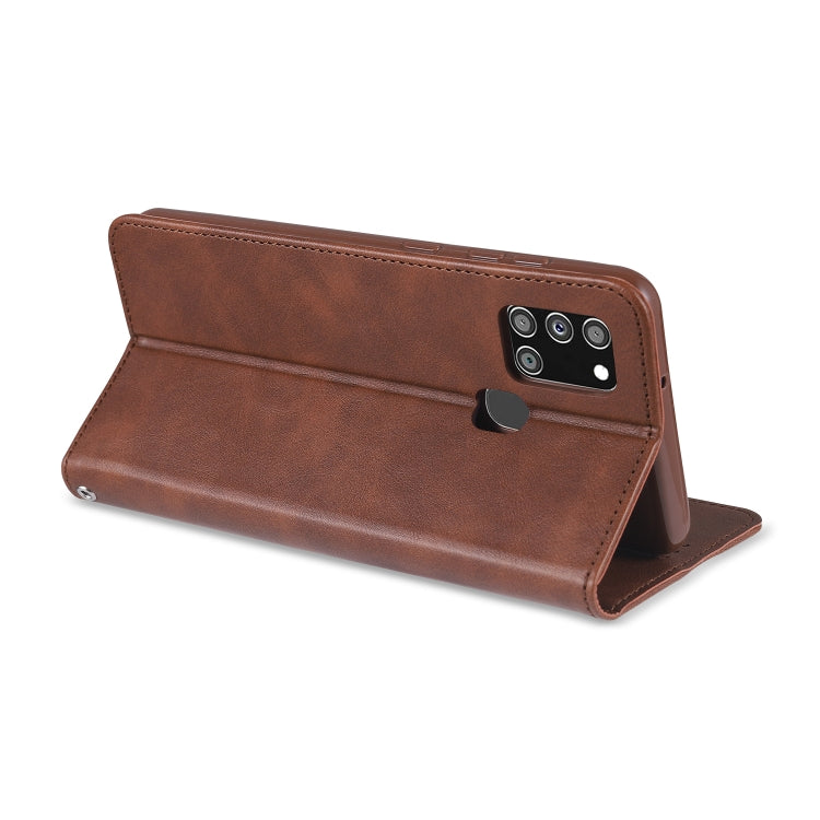 For Samsung Galaxy A21s AZNS Retro Texture Magnetic Horizontal Flip PU Leather Case with Holder & Card Slots & Photo Frame