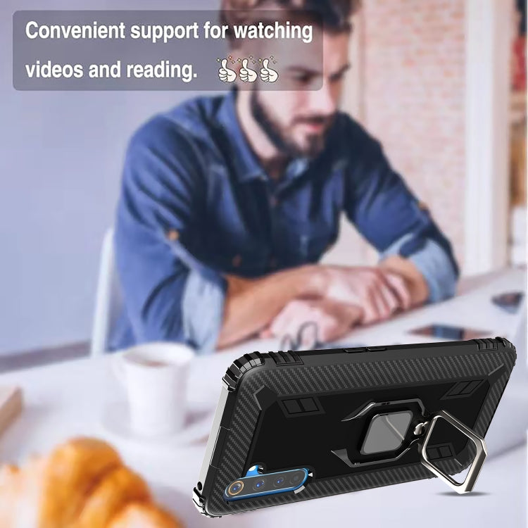 For OPPO Realme 6 Pro Carbon Fiber Protective Case with 360 Degree Rotating Ring Holder