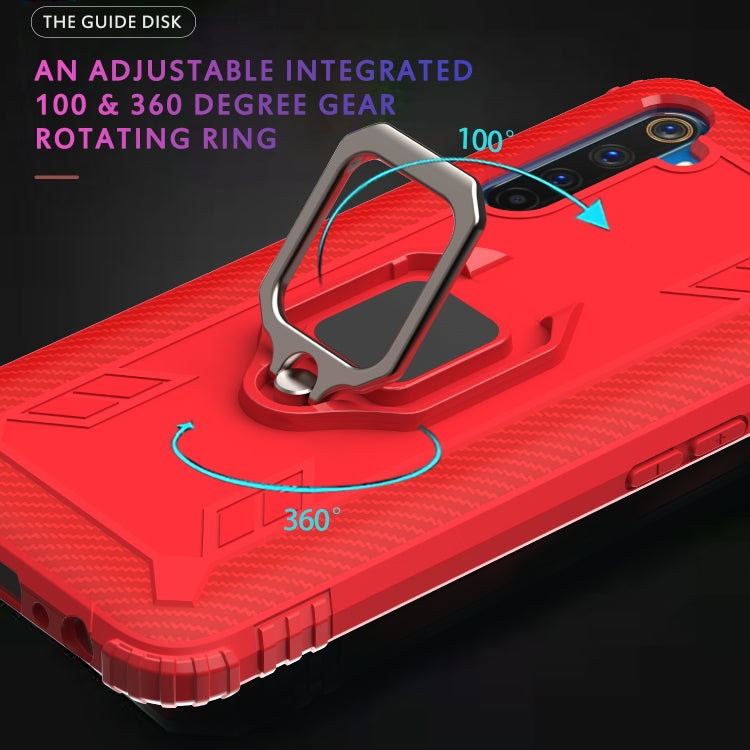 For OPPO Realme 6 Pro Carbon Fiber Protective Case with 360 Degree Rotating Ring Holder