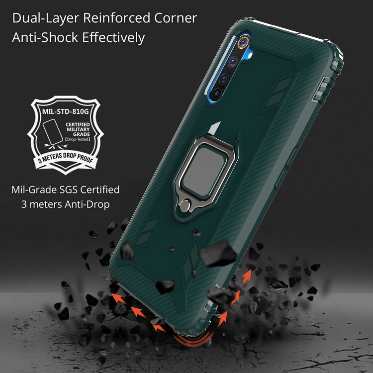 For OPPO Realme 6 Pro Carbon Fiber Protective Case with 360 Degree Rotating Ring Holder