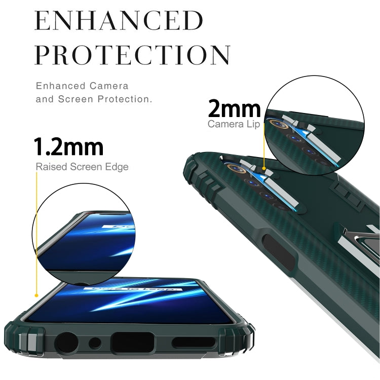 For OPPO Realme 6 Pro Carbon Fiber Protective Case with 360 Degree Rotating Ring Holder