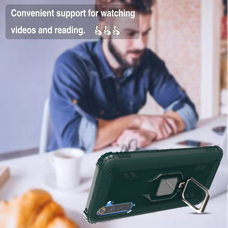 For OPPO Realme 6 Pro Carbon Fiber Protective Case with 360 Degree Rotating Ring Holder