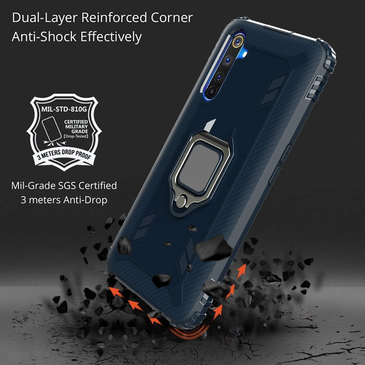 For OPPO Realme 6 Pro Carbon Fiber Protective Case with 360 Degree Rotating Ring Holder
