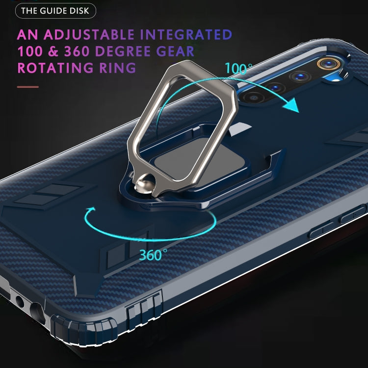 For OPPO Realme 6 Pro Carbon Fiber Protective Case with 360 Degree Rotating Ring Holder