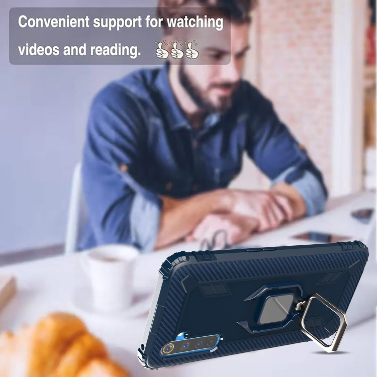 For OPPO Realme 6 Pro Carbon Fiber Protective Case with 360 Degree Rotating Ring Holder
