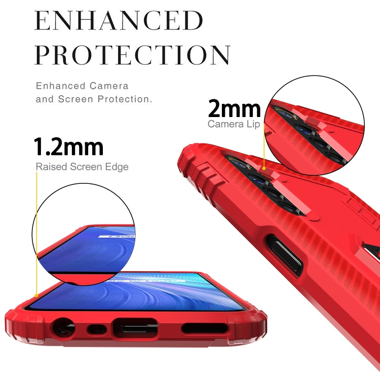 For OPPO Realme 6 Carbon Fiber Protective Case with 360 Degree Rotating Ring Holder