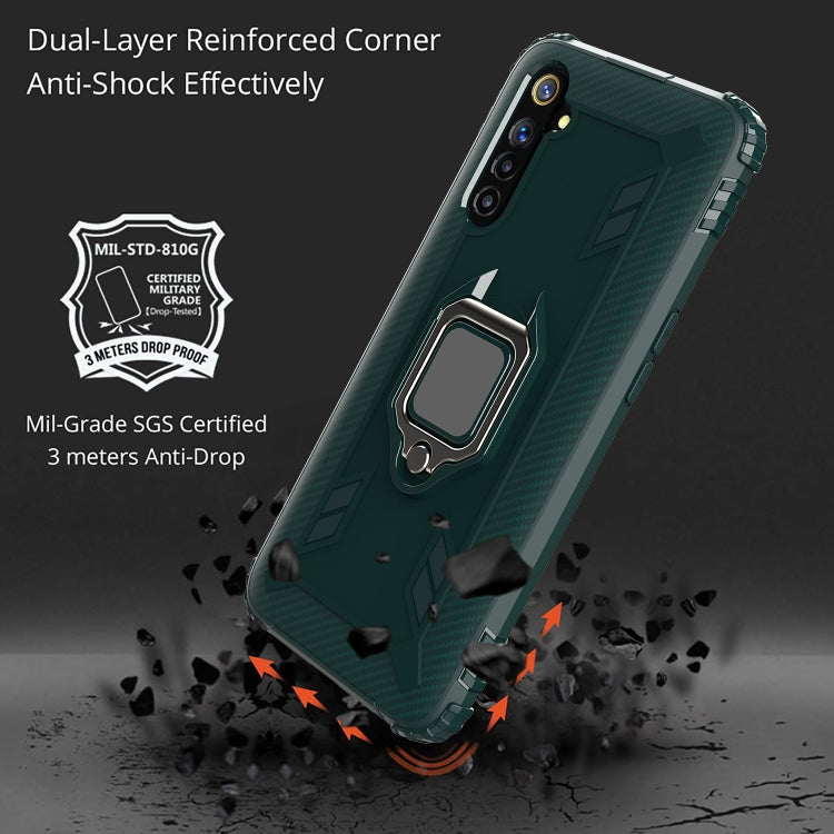 For OPPO Realme 6 Carbon Fiber Protective Case with 360 Degree Rotating Ring Holder