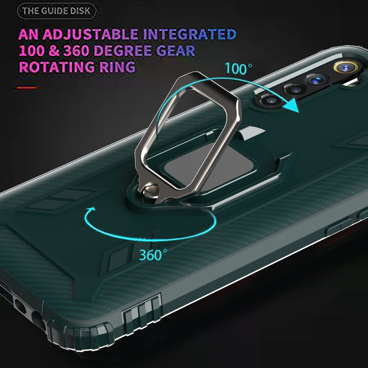 For OPPO Realme 6 Carbon Fiber Protective Case with 360 Degree Rotating Ring Holder