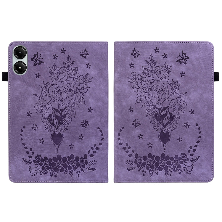For Xiaomi Redmi Pad Pro 12.1 Butterfly Rose Embossed Leather Tablet Case
