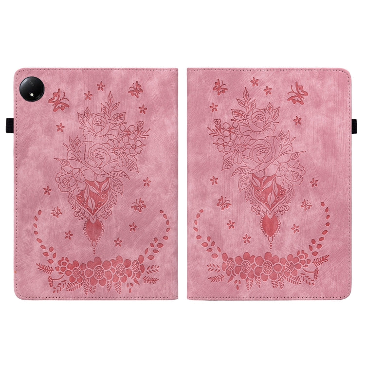 For Xiaomi Redmi Pad SE 8.7 Butterfly Rose Embossed Leather Tablet Case