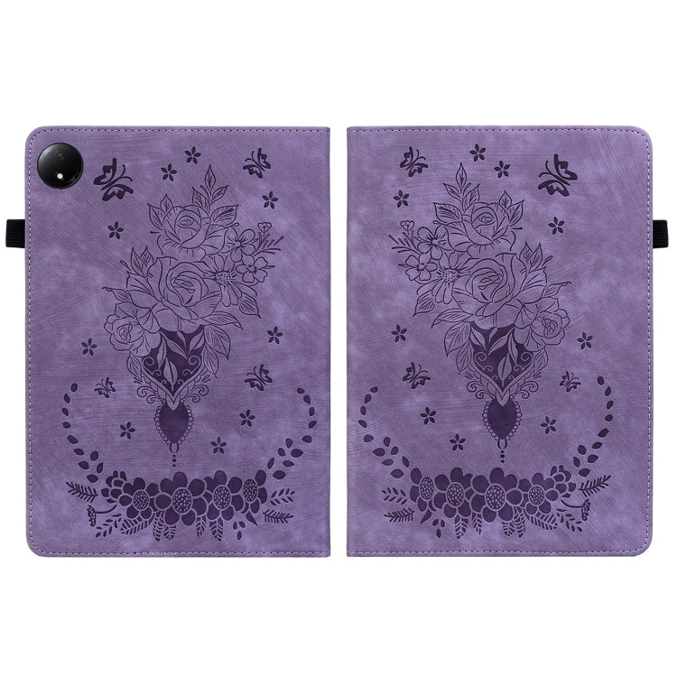 For Xiaomi Redmi Pad SE 8.7 Butterfly Rose Embossed Leather Tablet Case