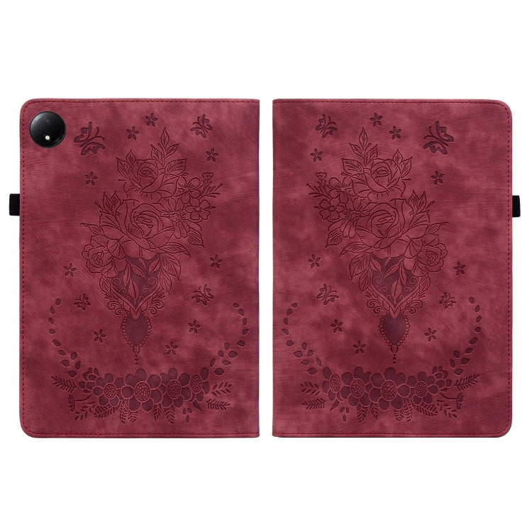 For Xiaomi Redmi Pad SE 8.7 Butterfly Rose Embossed Leather Tablet Case