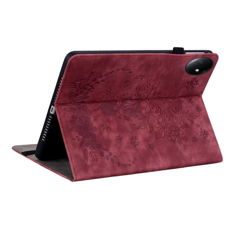 For Xiaomi Redmi Pad SE 8.7 Butterfly Rose Embossed Leather Tablet Case