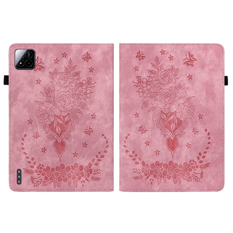 For Xiaomi Pad 7 / Pad 7 Pro Butterfly Rose Embossed Leather Tablet Case