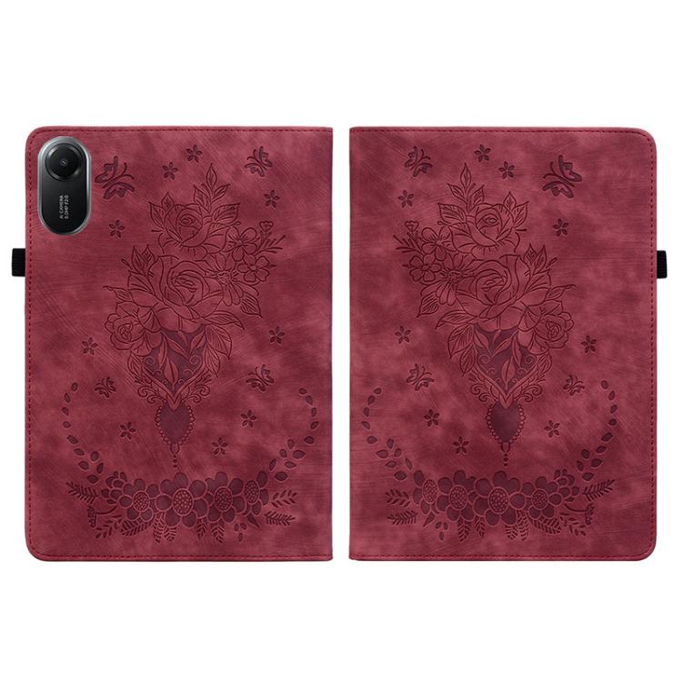 For Redmi Pad 2 / Redmi Pad SE 11 2025 Butterfly Rose Embossed Leather Tablet Case