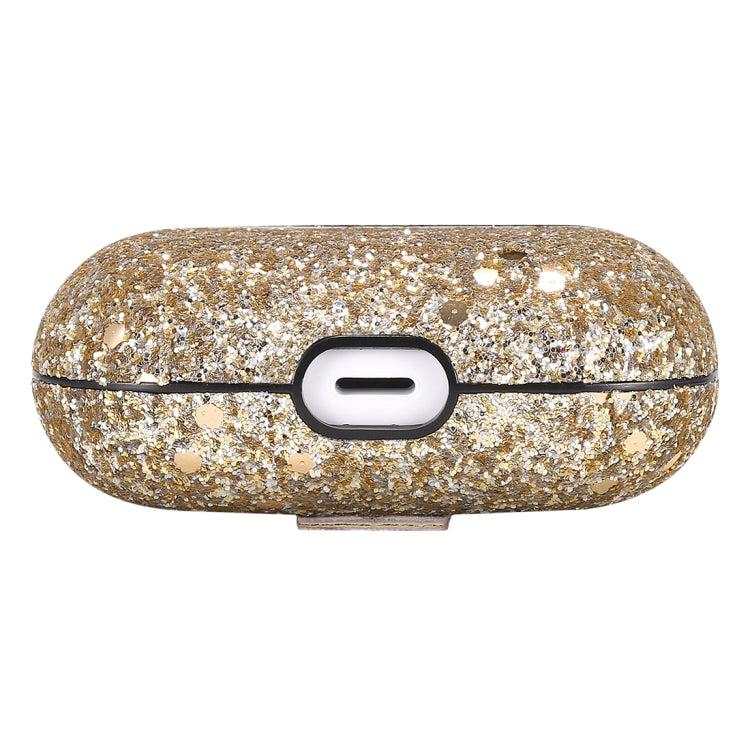 For AirPods Pro PC + PU Love-heart Shape Glitter Earphone Protective Case with Hook