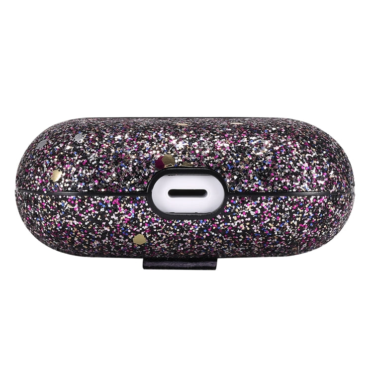 For AirPods Pro PC + PU Love-heart Shape Glitter Earphone Protective Case with Hook