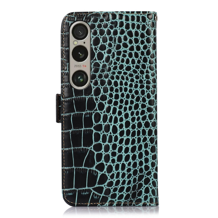 For Sony Xperia 1 VI Crocodile Top Layer Cowhide Leather Phone Case