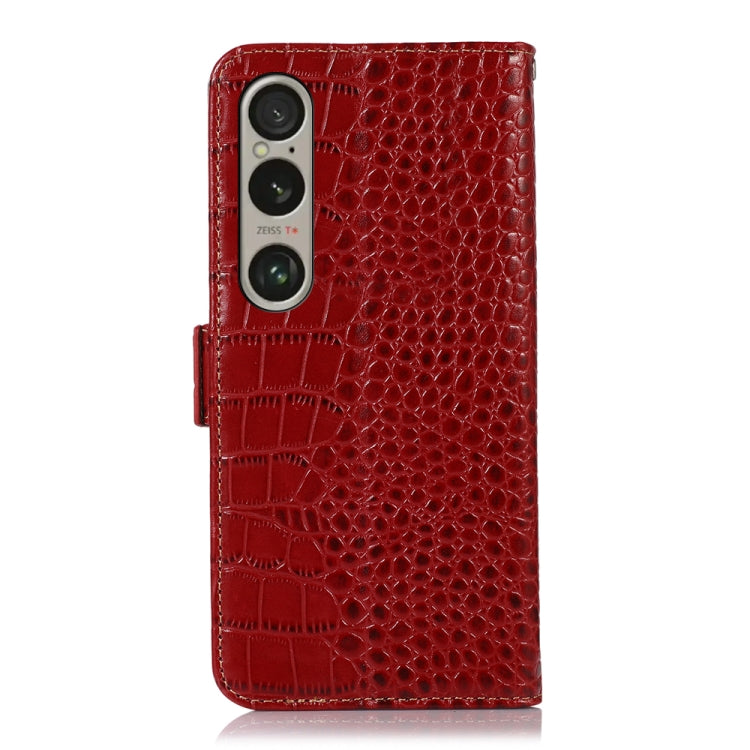 For Sony Xperia 1 VI Crocodile Top Layer Cowhide Leather Phone Case