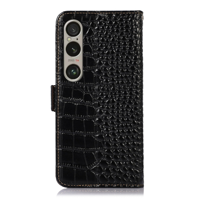 For Sony Xperia 1 VI Crocodile Top Layer Cowhide Leather Phone Case
