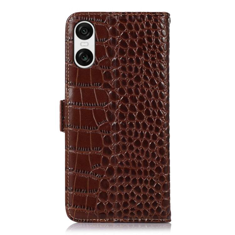 For Sony Xperia 10 VI Crocodile Top Layer Cowhide Leather Phone Case