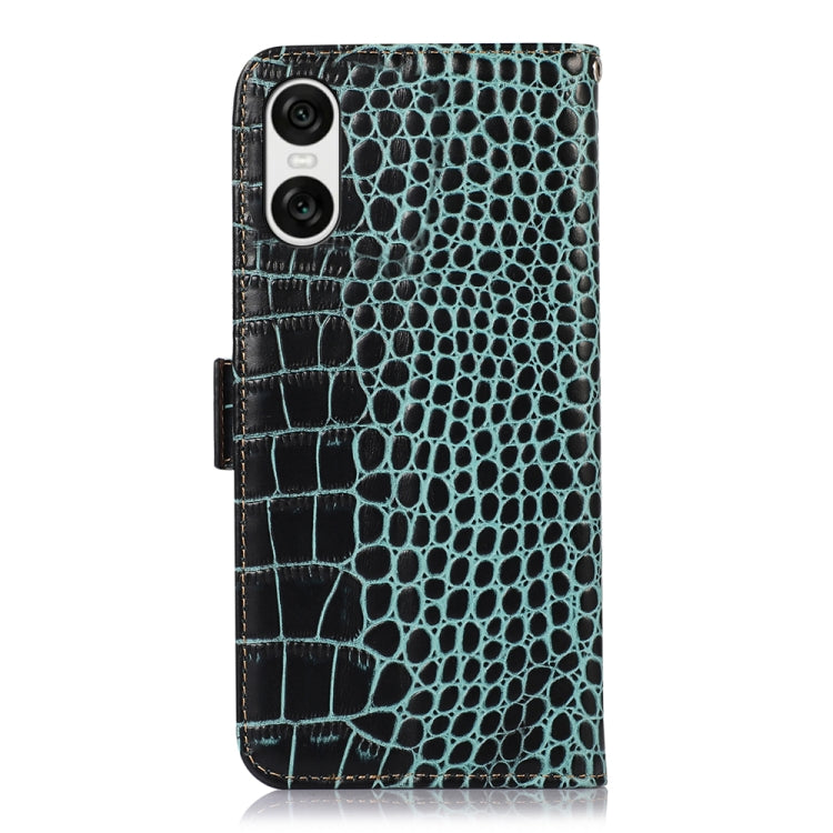 For Sony Xperia 10 VI Crocodile Top Layer Cowhide Leather Phone Case