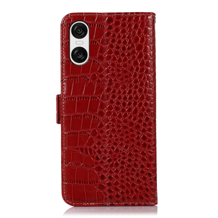 For Sony Xperia 10 VI Crocodile Top Layer Cowhide Leather Phone Case