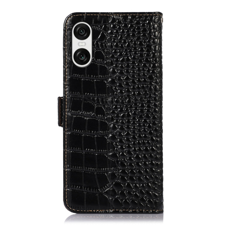 For Sony Xperia 10 VI Crocodile Top Layer Cowhide Leather Phone Case