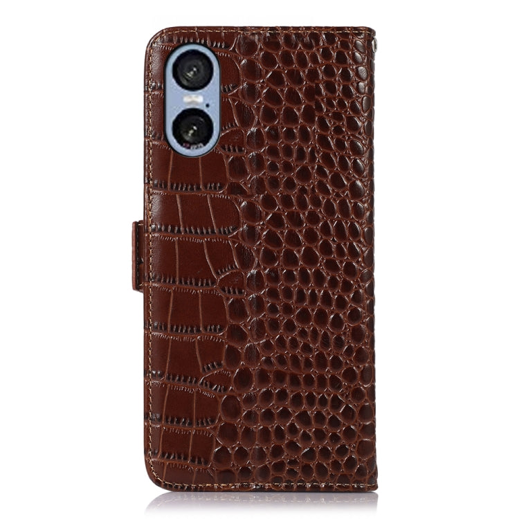 For Sony Xperia 5 VI Crocodile Top Layer Cowhide Leather Phone Case