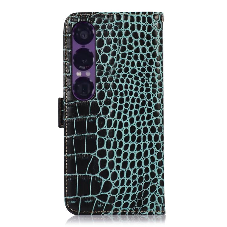 For Sony Xperia 1 VII Crocodile Top Layer Cowhide Leather Phone Case
