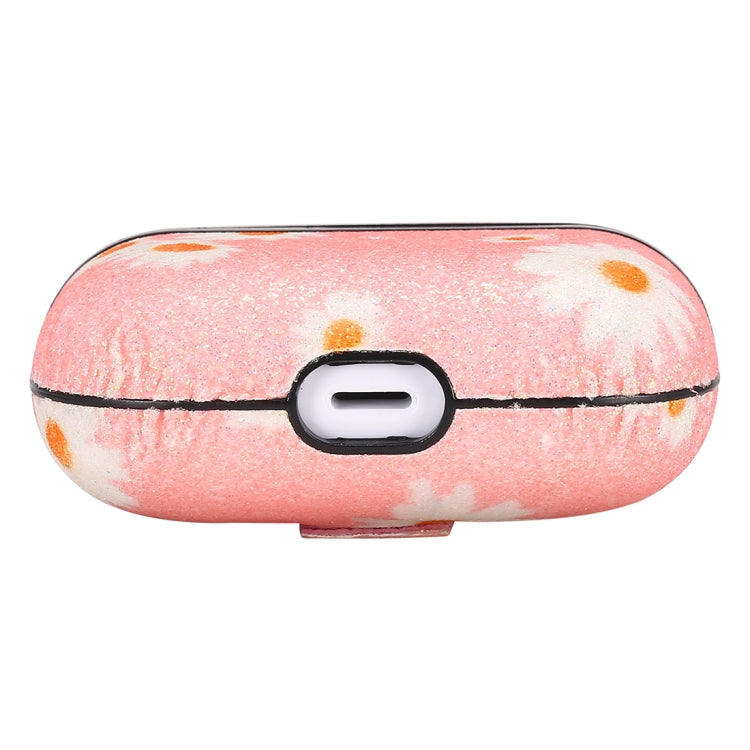 For AirPods Pro PC + PU Glitter Daisy Pattern Earphone Protective Case with Hook