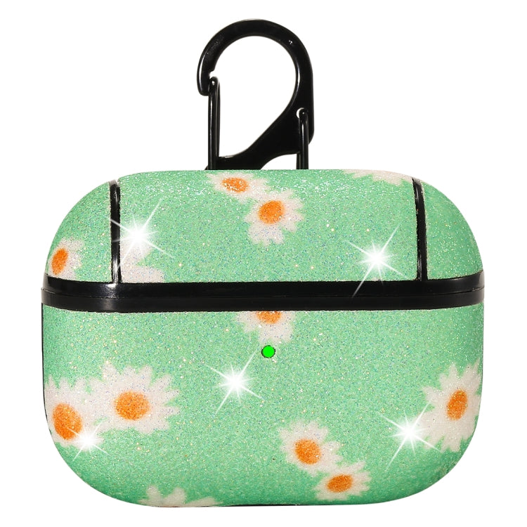 For AirPods Pro PC + PU Glitter Daisy Pattern Earphone Protective Case with Hook
